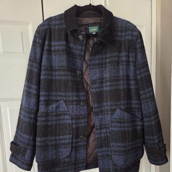 Blue and Black Checkered Wool Barn Field Jacket - JCrew - Size Med - Picture 3 of 14